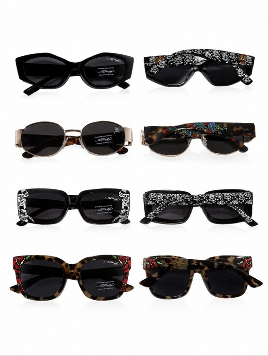 4x BUNDLE ED HARDY Sunglasses Lot of 4 Y2K  Designer LOT NEW Graphic Glasses main image 4